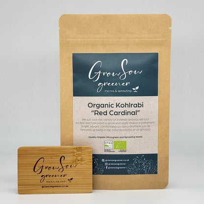 a compostable pouch of organic kohlrabi microgreen and sprouting seeds